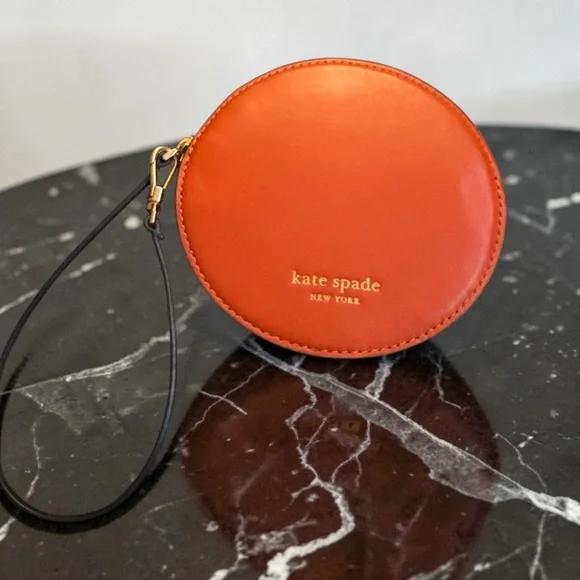 Kate Spade Orange Round Wristlet/Coin Wallet - Picture 1 of 4